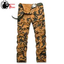 Мужские брюки-карго с большими карманами в Военном Стиле, камуфляжные Прямые хлопковые брюки, повседневные хлопковые брюки, мужские армейские камуфляжные брюки для бега