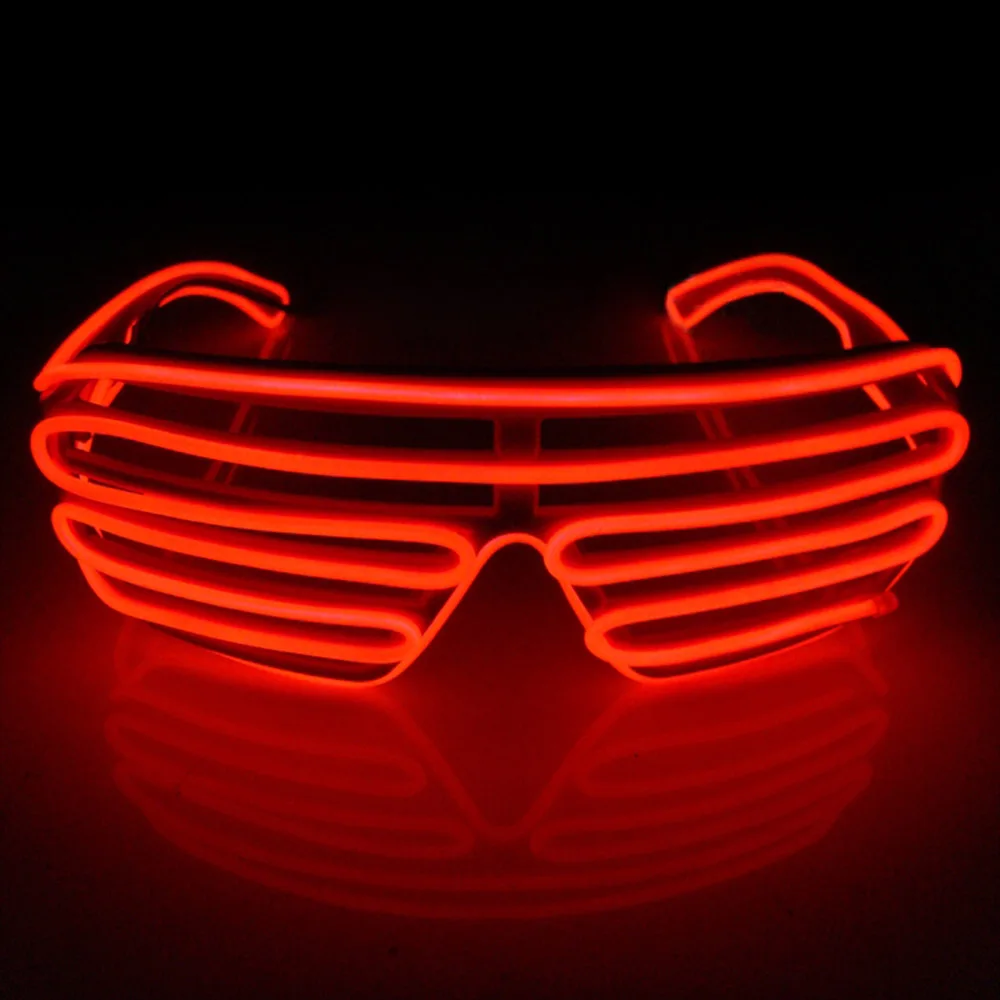 Лидер продаж EL Glasses EL Wire модный неоновый светодиодный светильник в форме затвора очки Rave Festival DJ вечерние Декоративные Солнцезащитные очки - Цвет: red