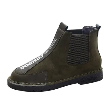 

Nice Literary Retro Suede Flat Women Single Boots Handmade Comfortable Soft Bottom Letters Casual Wild Bare Boots Booties