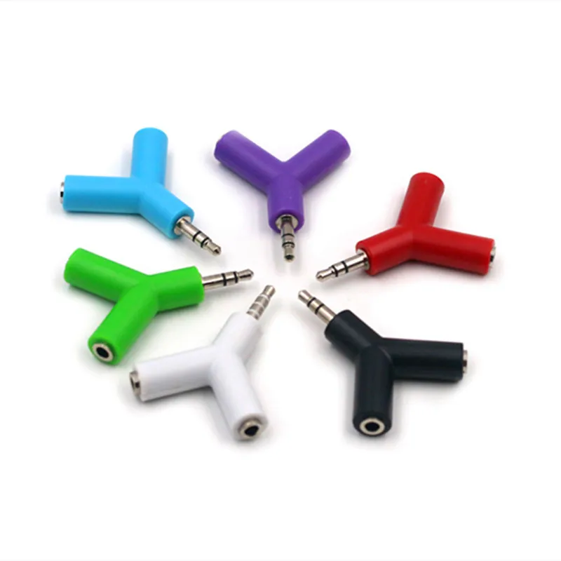 

3.5mm 1 male to 2 female Audio adapter Y Spliter Earphone Headphone Audio cable Converter With key chain For MP3 Computer