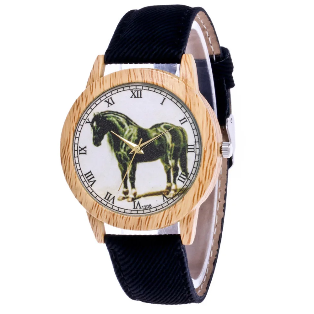 Женские наручные часы в стиле ретро с кожаным ремешком и деревянным циферблатом, женские круглые кварцевые часы