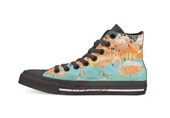 

Flamingo's by RD Riccoboni High Top Canvas Shoes Flat Casual Custom Unisex Sneaker Drop Shipping