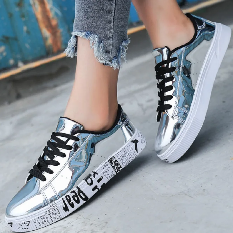 

Women Casual Shoes 2019 Women Sneakers Fashion Breathable PU Leather Platform Women Shoes Chaussure Femme