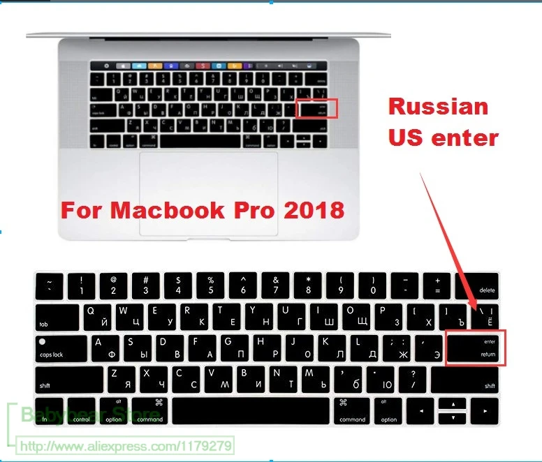 Американский русский язык для MacBook Pro 13 15 TouchBar A1989 A1990 и A1706 A1707 силиконовый чехол для клавиатуры