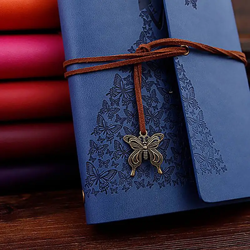 

Butterfly Lanyard Notebook Diary Book Traveler Notepad Book PU Leather Cover Blank Notebook Journal Diary