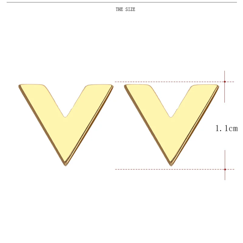 Каканы, серьги-гвоздики из нержавеющей стали для женщин и мужчин, v-образное слово золотистого и серебристого цвета, ювелирные изделия для влюбленных на помолвку, Прямая поставка