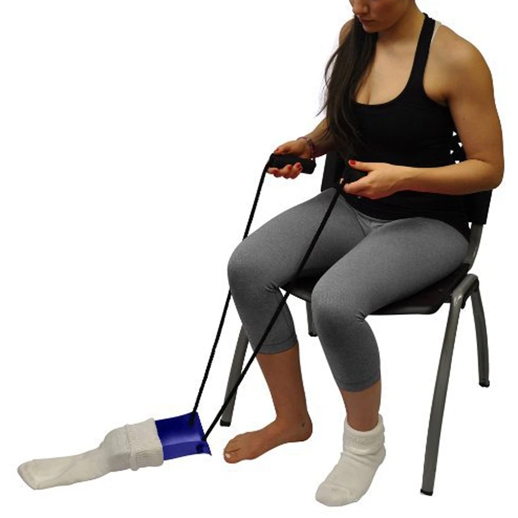 Adjustable Length Sock Dressing Assist Aids Device Helper for Elderly Senior Pregnant Patients Caregivers with Foam Handle