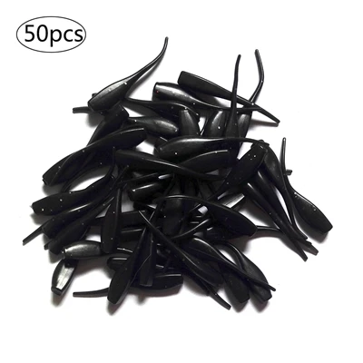 black 50 шт. цветные сексуальные мягкие приманки для Пресноводной соленой воды, рыболовные басы, Головастик, пластиковые плавающие приманки для ловли нахлыстом - Цвет: black