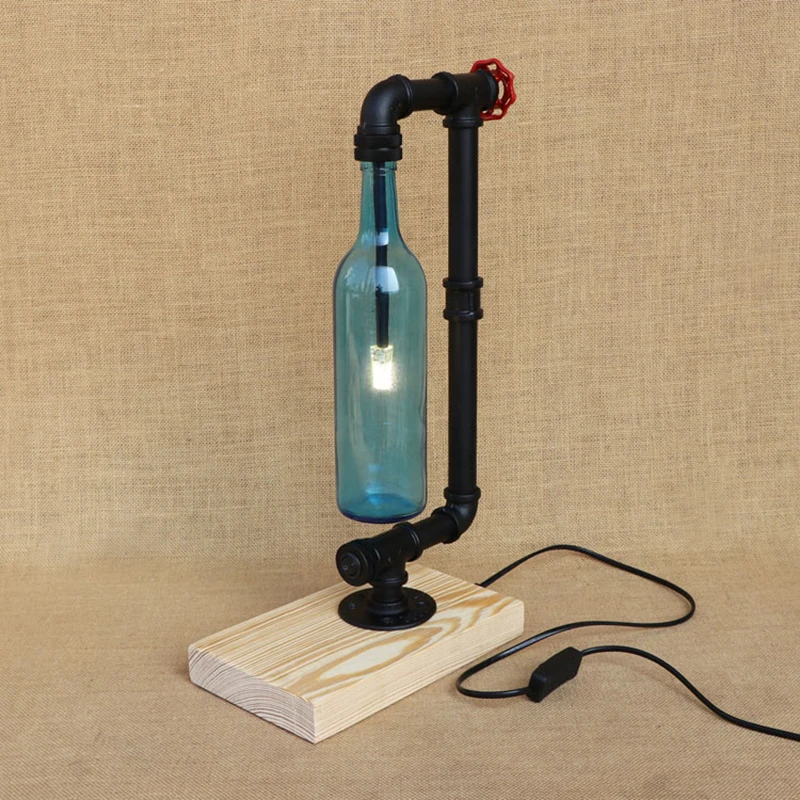 

Modern industry Bottle lampshade desk light with switch include G4 bulb table lamp for bedroom bedside office study 220V