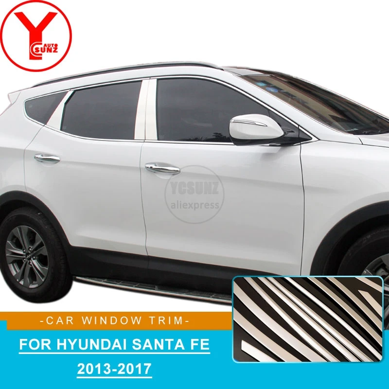 2013- нержавеющая сталь отделка окна автомобиля для hyundai santa fe Аксессуары полосы молдинг для hyundai santa fe ix45 YCSUNZ