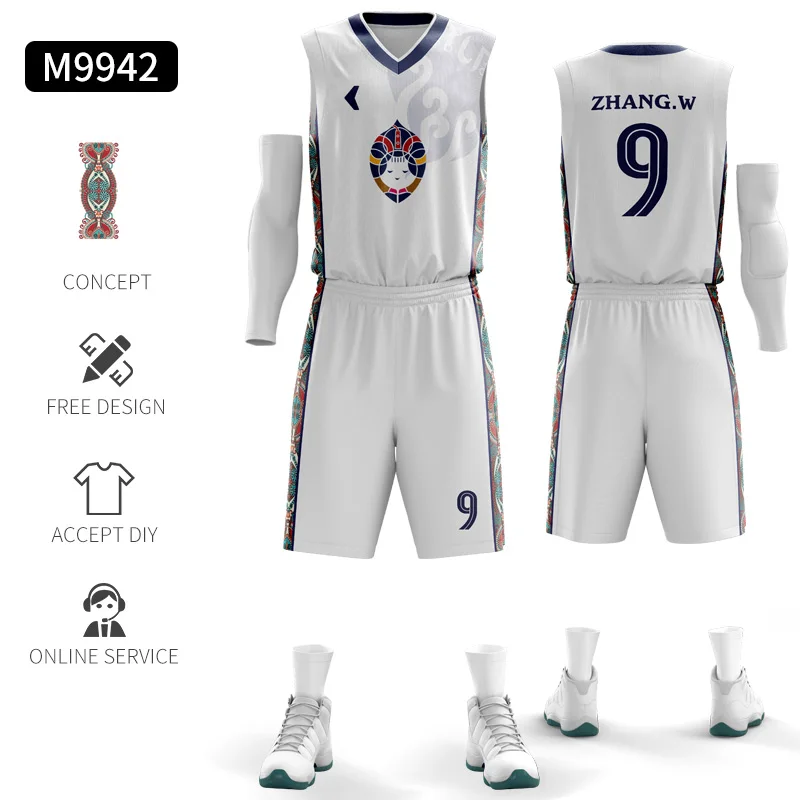 Индивидуальная баскетбольная форма персонализированные баскетбольные майки на заказ Полная Сублимационная спортивная одежда размера плюс наборы - Цвет: M9942