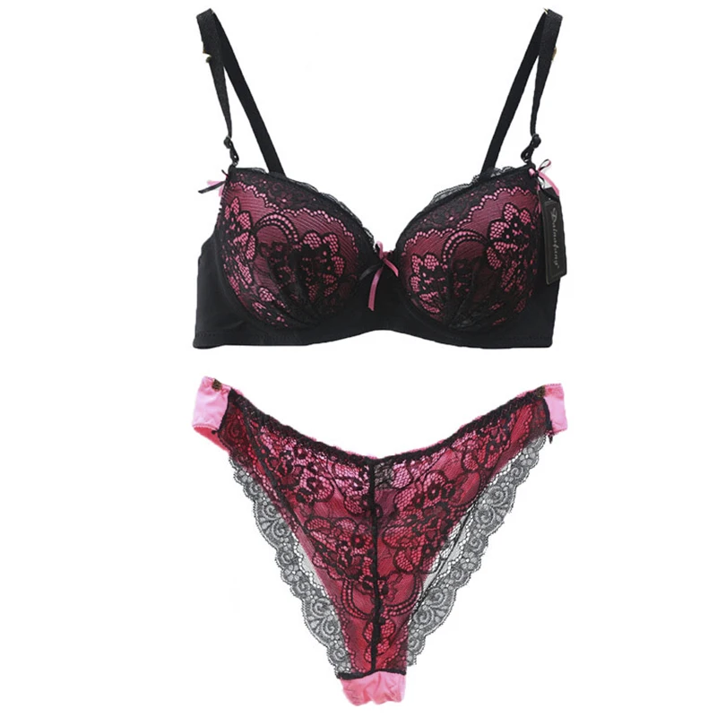 4 color Cup A B big size 75B 80B 85B 90B lace flower brand bra set