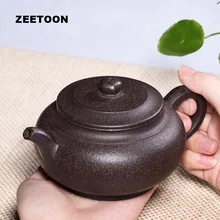 370 мл Высокая емкость подлинный исинский чайник Китай фиолетовая глина ручная работа чайный набор кунг-фу Zisha черный золотой песок Fanggu античный горшок
