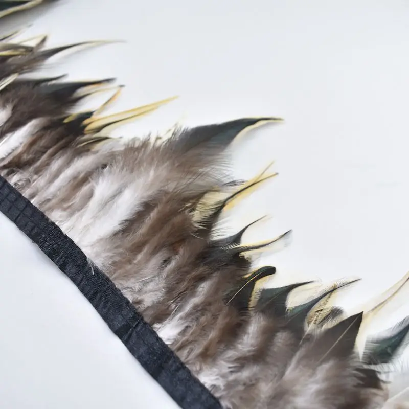 1Meters natural Pheasant feathers trimming ribbon Crafts plumas 10-15cm party feathers Fringe for Sewing DIY clothes decoration