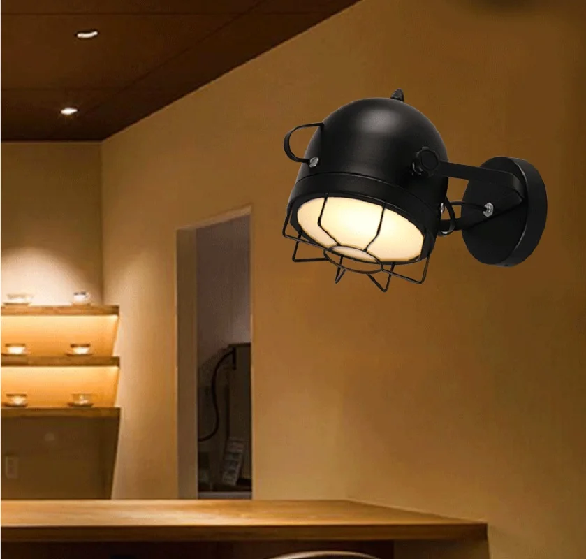 

Artpad Black Rotatable Wall Lamp Vintage Retro Style Easy Install Led with E27 Base Living Room Bedroom Restaurant Cafe Lighting