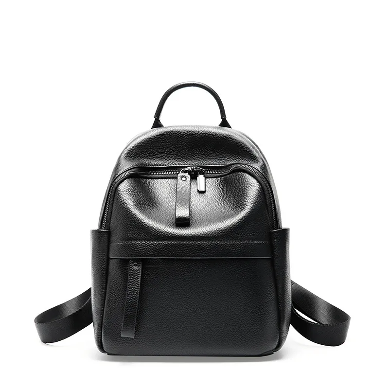 

100% Genuine Leather Backpacks Zipper Anti Theft Leather Back Pack Bag Purse