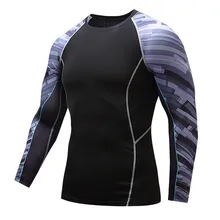 Fashion brand men tights and cool fashion tide dry flower arm movement speed workout clothes long sleeve big yards