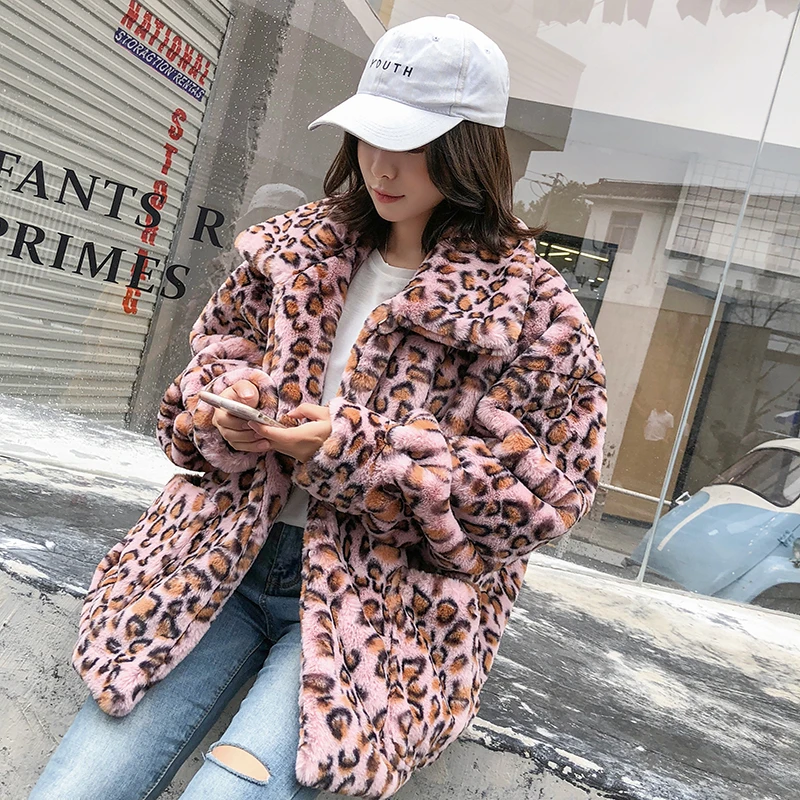 Léopard Peluche Court rose Causalité Chaud Tempérament Jaune Imprimé D'hiver De Épaississement Sexy Femmes Lâche 2018 En Fourrure Fausse Veste Mode wxzAqSqIO