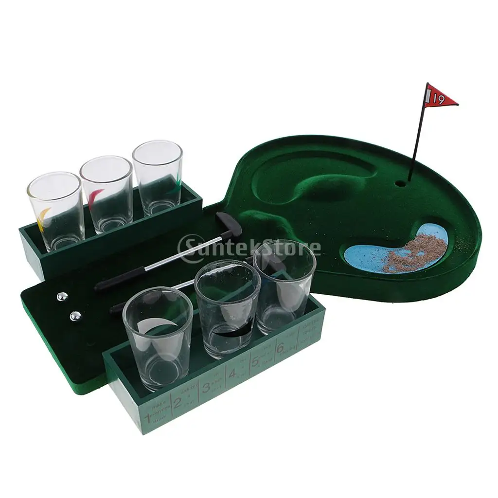 Mini Table Golf Drinking Game Set with Shot Glasses 2