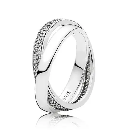 

Original 925 Sterling Silver Ring Pandora Signature Promise With Crystal Rings For Women Wedding Party Gift Fine Jewelry