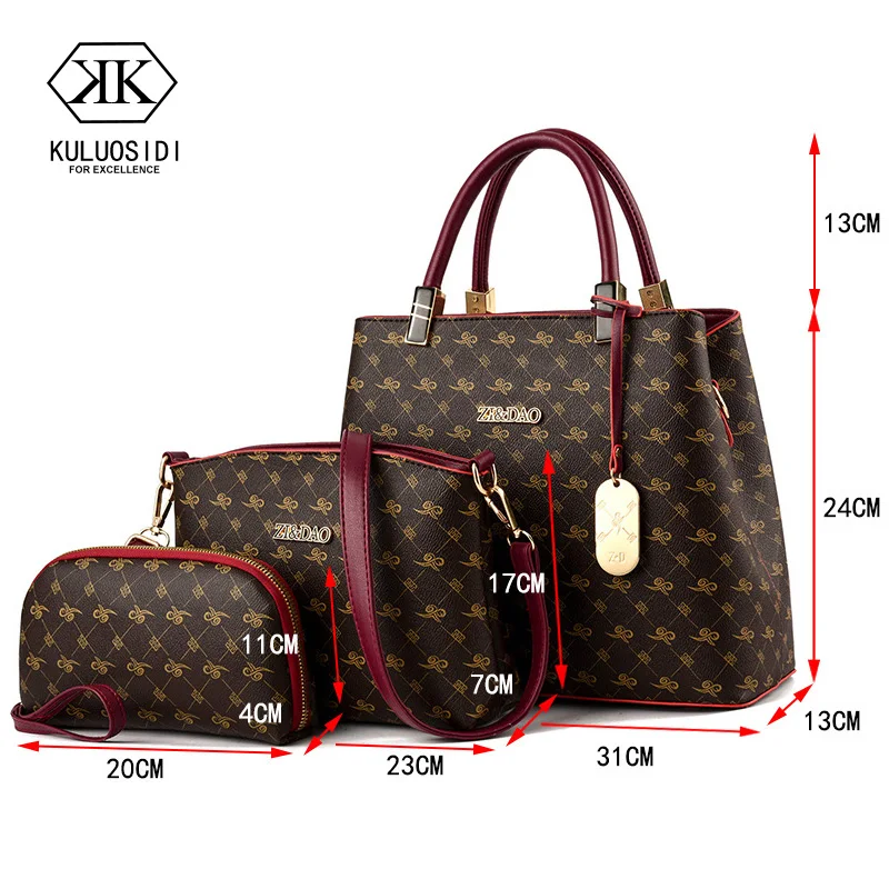 Kopen Driedelige Luxe Handtassen Vrouwen Tassen Designer Vrouwen Lederen Handtas Schoudertas voor Vrouwen 2019 Sac a Main Dames hand Tassen