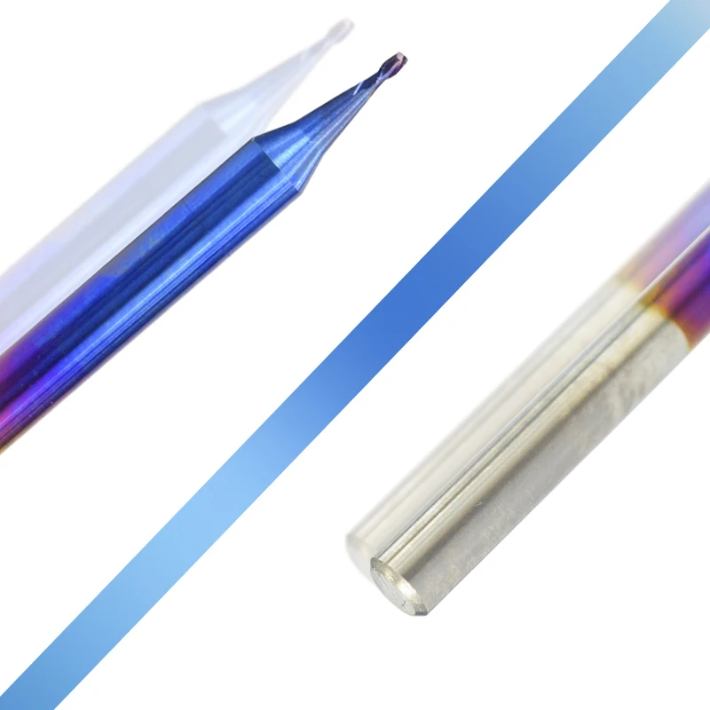 1 шт. 4 мм хвостовик плоский Фрезерный резак 0,2-0,9 мм микро Гравировальный Бит 2 флейты нано синее покрытие фрезерный станок с ЧПУ Бит
