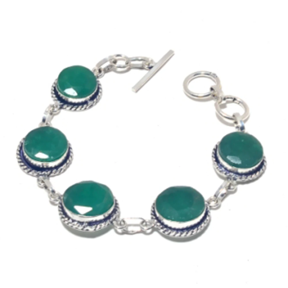 

Emeralds Bracelet Silver Overlay over Copper, 20.8cm , B3872