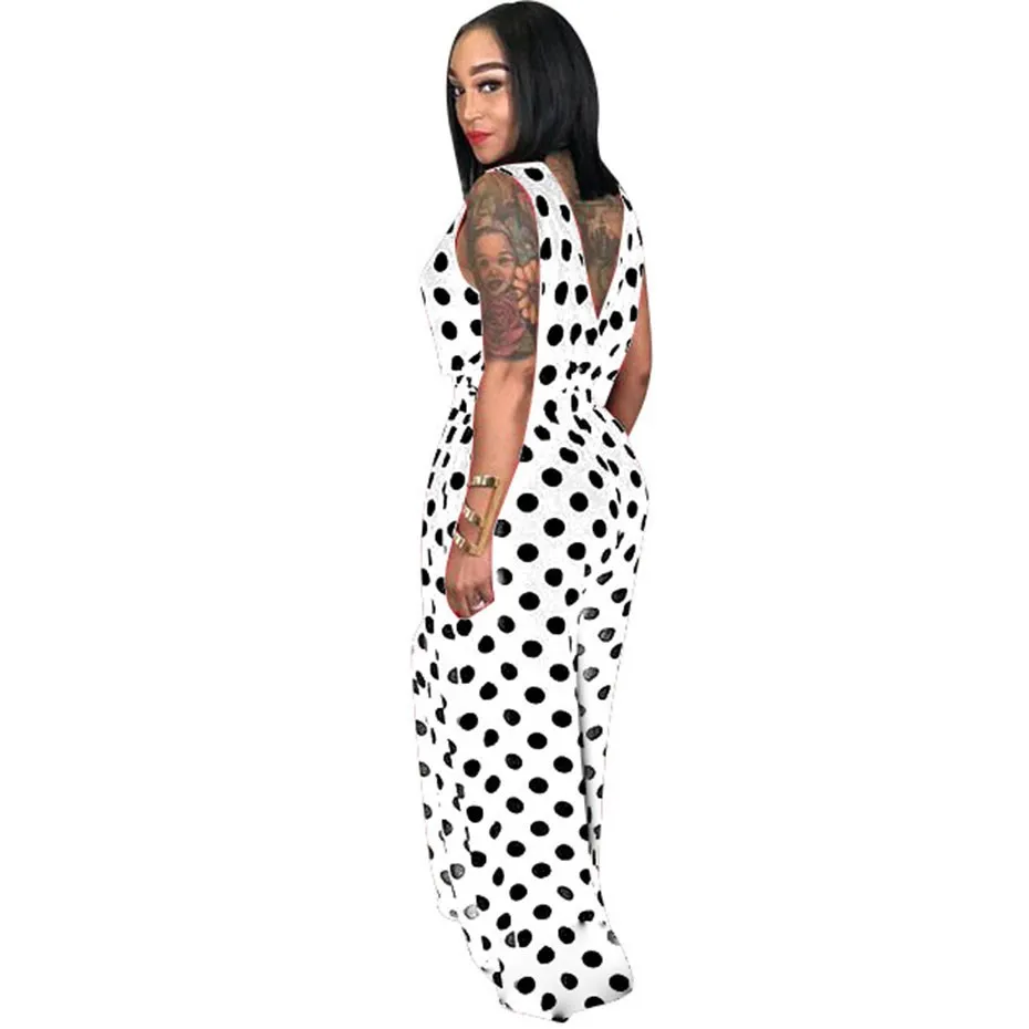 2018 Women Summer Sexy Polka Dot Jumpsuit Loose Overalls One Piece Deep-V Neck Wide Leg Pant Casual Backless Rompers 2018 Women Summer Sexy Polka Dot Jumpsuit Loose Overalls One Piece Deep-V Neck Wide Leg Pant Casual Backless Rompers
