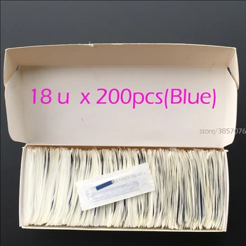 

200pcs microblading 18u shape Permanent Makeup eyebrow tattoo needles For 3D Eyebrow Embroidery Manual Microblading Pen blue
