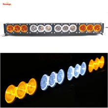 Light Sourcing 22 Inch 120W Cree Chips Single Row Light Bar Transparent Amber Lens For Offroad Wrangler Hilux Truck ATV 12V 24V