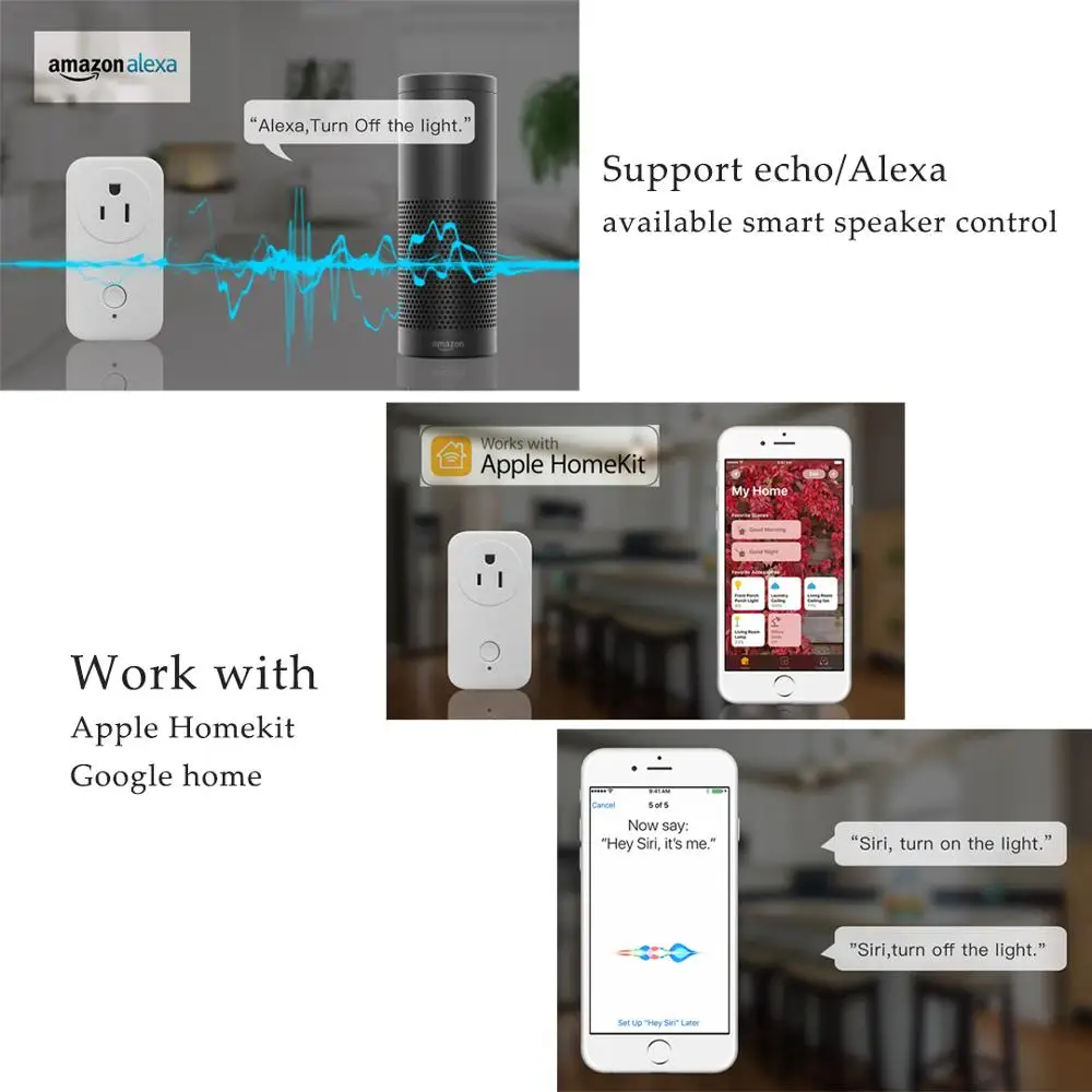 Ceny Vstarcam bezprzewodowe inteligentne gniazdo WiFi wtyczka praca z Amazon Alexa Echo Google Home Apple HomeKit zdalnego sterowania na