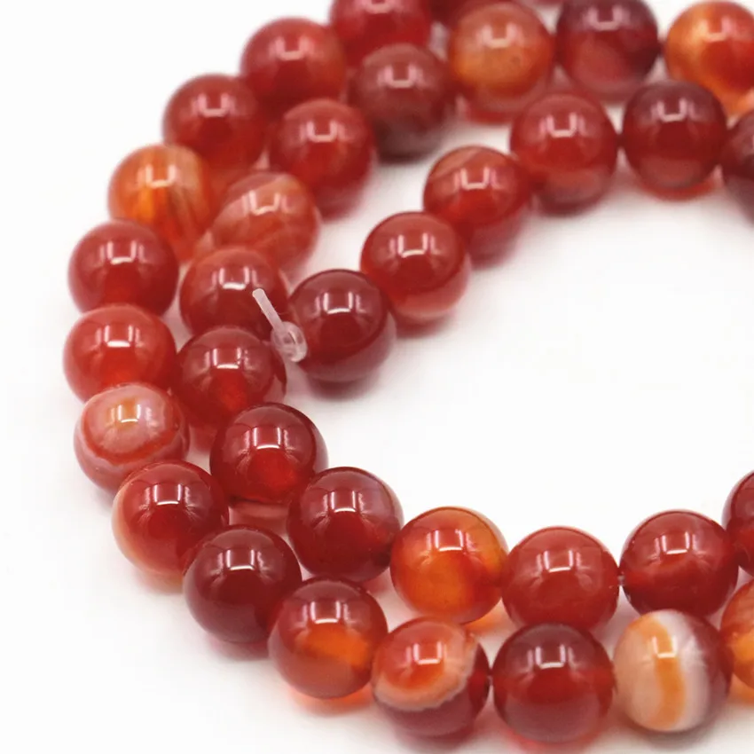 

6mm 8mm Round Onyx Natural Stone Red Veins Agates Wholesale 2PCS Loose Beads Carnelian Ethnic Style Jewelry Making 15inch A347