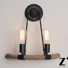 Американский промышленный Стиль белье веревку Винтаж EDISON ЛАМПЫ бра E27 бра