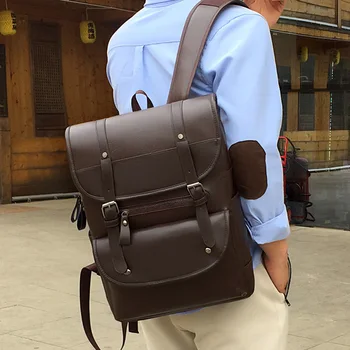 

Large Capacity PU Backpack Wear-resistant Men Business Computer Bag for Travel Shopping New