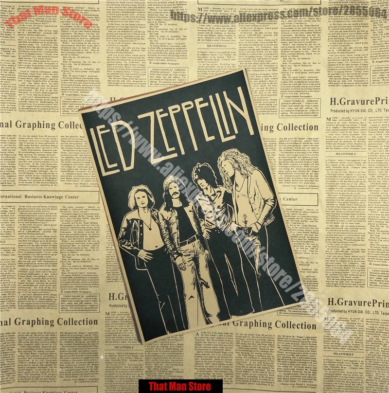 ВИНТАЖНЫЙ ПЛАКАТ Led Zeppelin крафт-бумага ретро-рок постер классический старый группа Ретро плакат 42X30CM