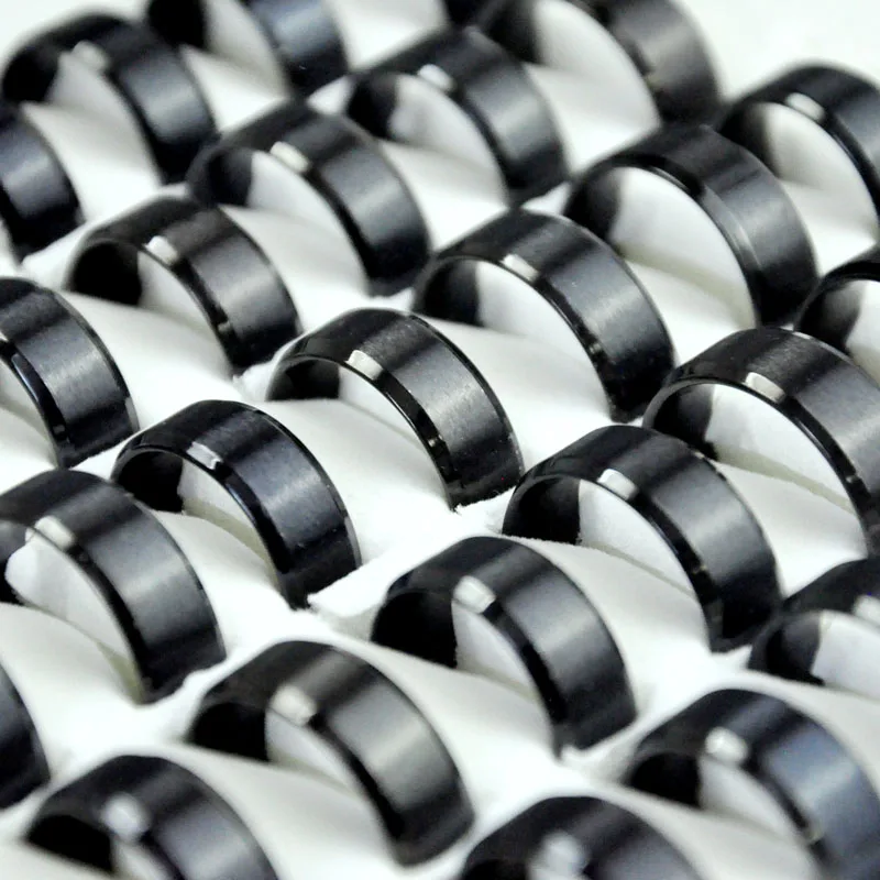100 шт черные мужские кольца из нержавеющей стали много ювелирных изделий большая булков RL4144