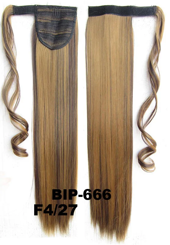BIP666 Color F4-27 Girlshow 22 дюйма обертывание конский хвост клип на невидимые прямые волосы термостойкие синтетические BIP-666 48 цветов, 90 г/шт - Цвет: BIP666 Color F4-27
