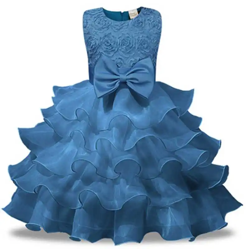 New Blue baby Baptism princess dress girl wedding dress for girls