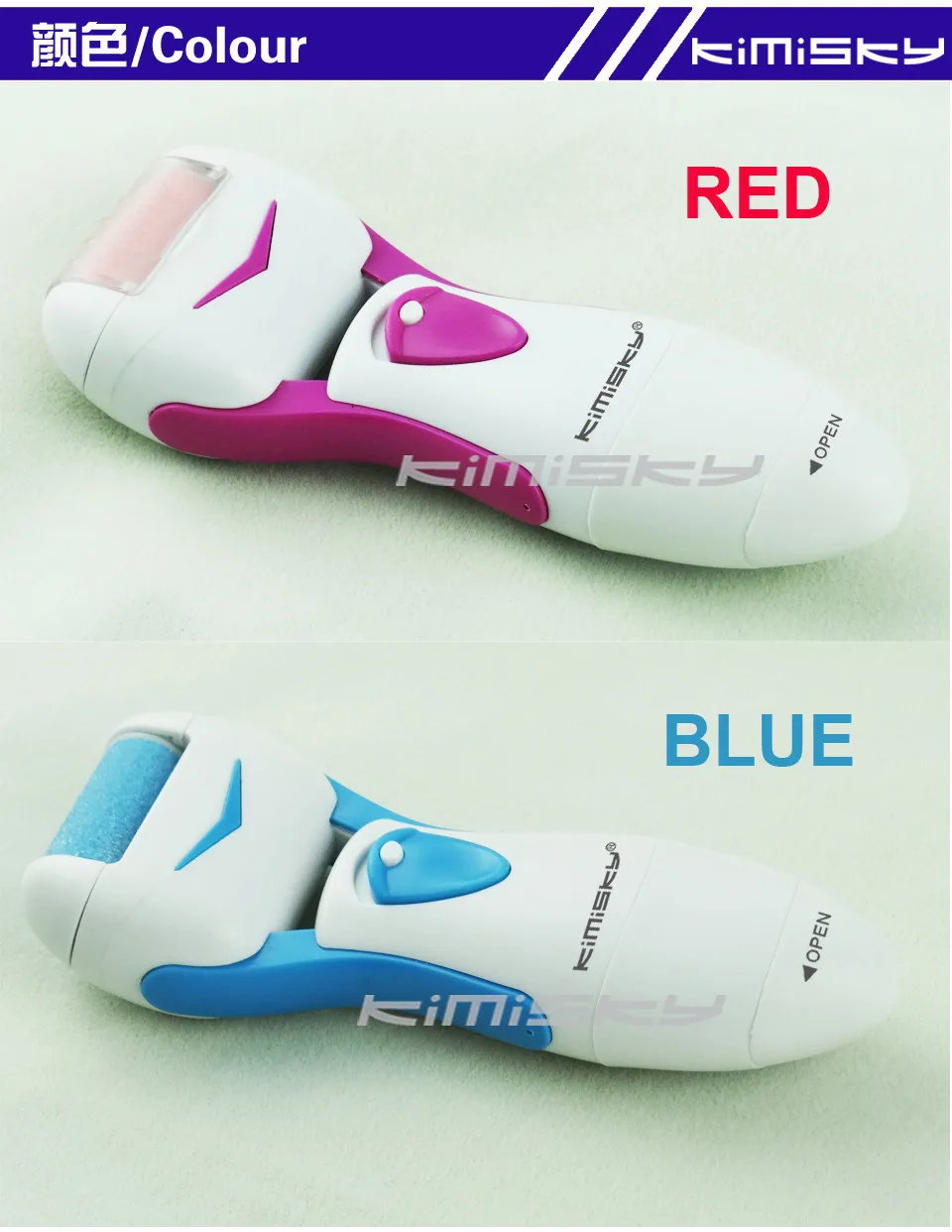 KIMISKY синий мощный электрический инструмент для ухода за ногами педикюр Персональный Уход пилочка для ног омертвевшая кожа 3Ps Роликовые головки