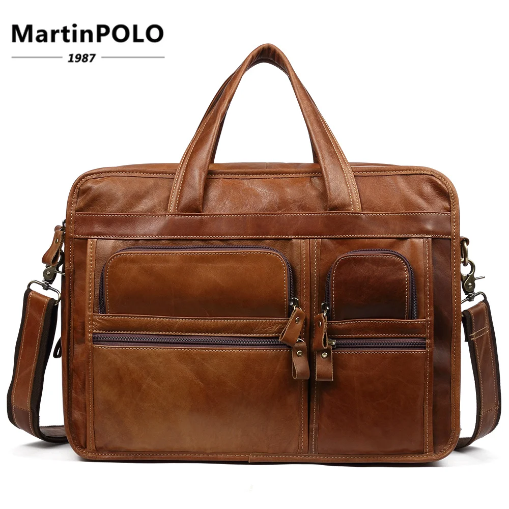 

Men Briefcase Genuine Leather Bag Cowhide Men Handbag Large Capacity Laptop Briefcases Leather Shoulder Bags Crossbody Bag 9913