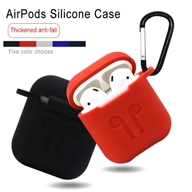 

Earphone Silicone Cover with Carabiner Shockproof Dustproof Headset Protector Case for Apple AirPods ING-SHIPPING