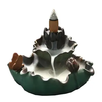 

Lotus Pool Backflow Incense Burner Home Decor Waterfall Incense Furnace Ceramic Incense Censer Holder Aromatherapy Porcelain