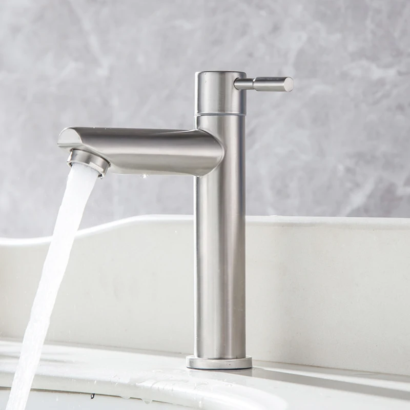 Billige Edelstahl Bad Becken Waschbecken Wasserhahn Deck Montiert Einzigen Kalten Wasserhahn Rost Und Korrosion Widerstand Bad Waschbecken Wasserhahn