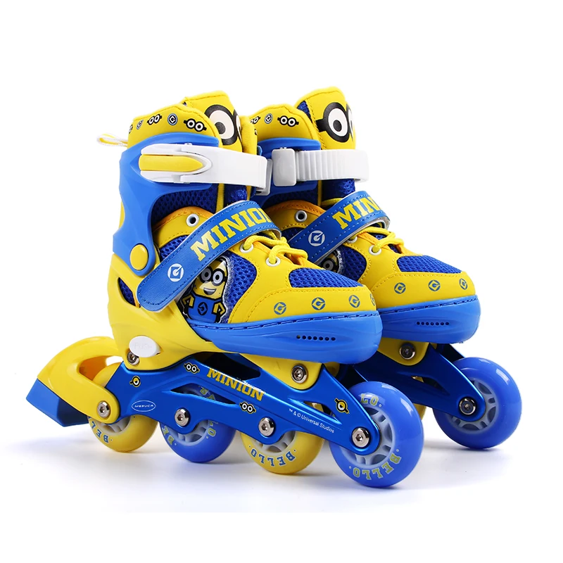 Minion Children inline skate roller skating shoes adjustable washable PVC hard wheels one front wheel roller skating shoes (1)