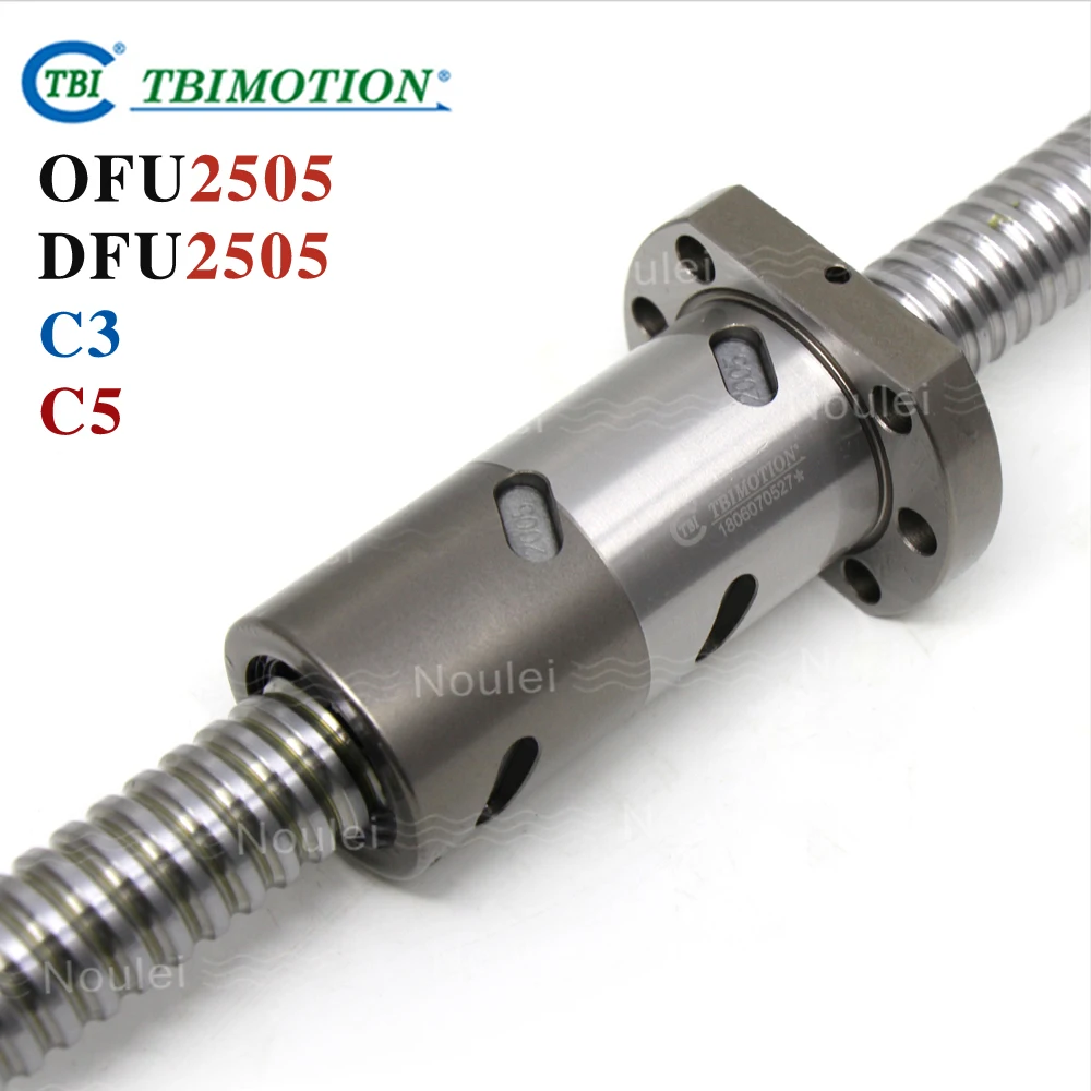 

TBI 2505 C3 C5 Ball screw 5mm lead with Ballnut CNC anti backlash DFUR2505 OFU2505 500mm 600mm