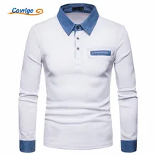 Covrlge, стиль, длинный рукав, повседневные мужские Поло, мужские одноцветные модные пуловеры, приталенные мужские рубашки большого размера MTP098