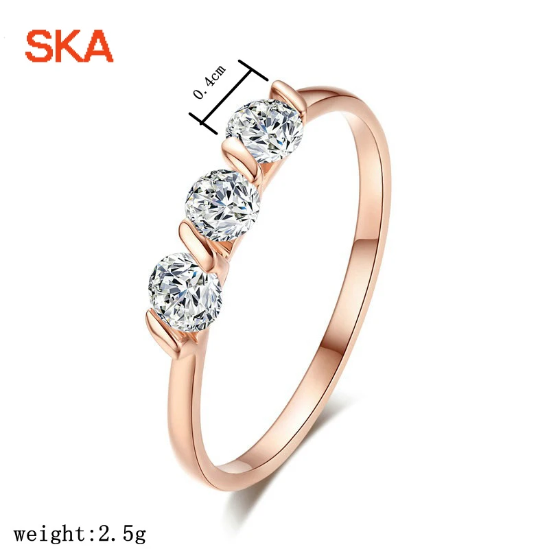 SKA Ring Women Romantic Bague Femme Wedding Rings For Crystal Rose Gold Color Fashion Finger Costume Jewelry JJZ051 | Украшения и