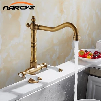 

360 Degree Swivel Solid Brass Antique bathroom Mixer Cold and Hot Kitchen Tap Single Hole Water Tap Kitchen Faucet XT-137