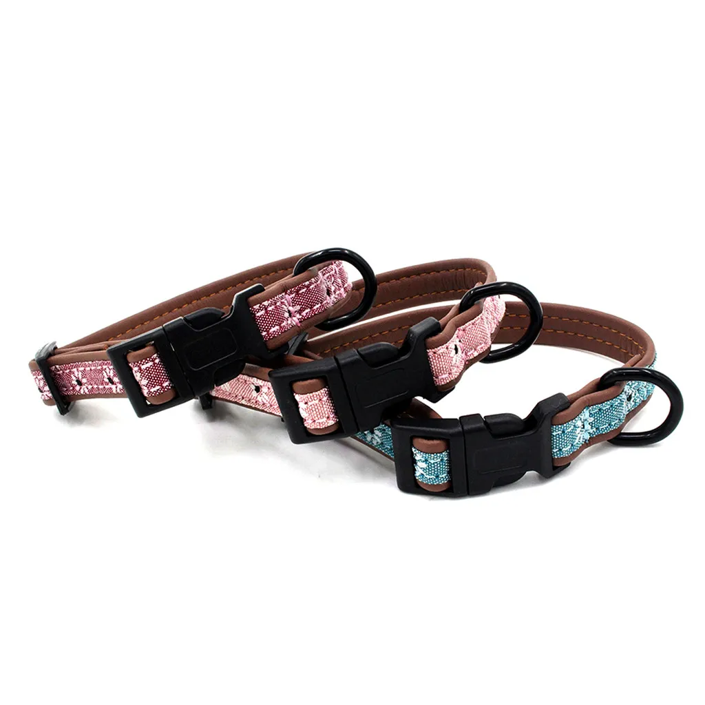 

Dog Pet Cat Dog Collars Small Flower Print Square Buckle Adjustable Outdoor Security Training Dog Harness Collars Pet Dog Tag