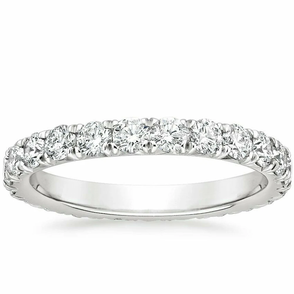 AEAW 3 мм и 4 мм Полный алмаз DF цвет обручальное кольцо в 14 к белое золото